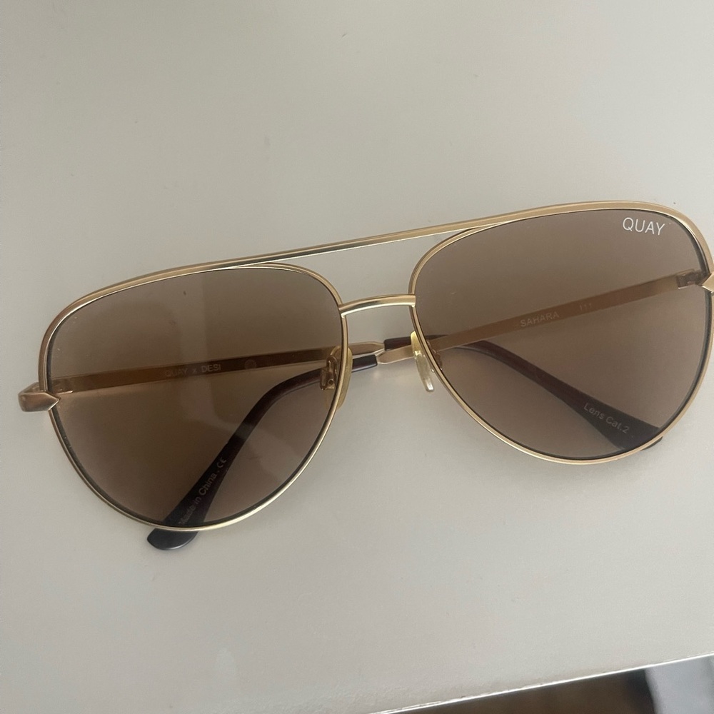 Quay Gold Aviator Sunglasses
